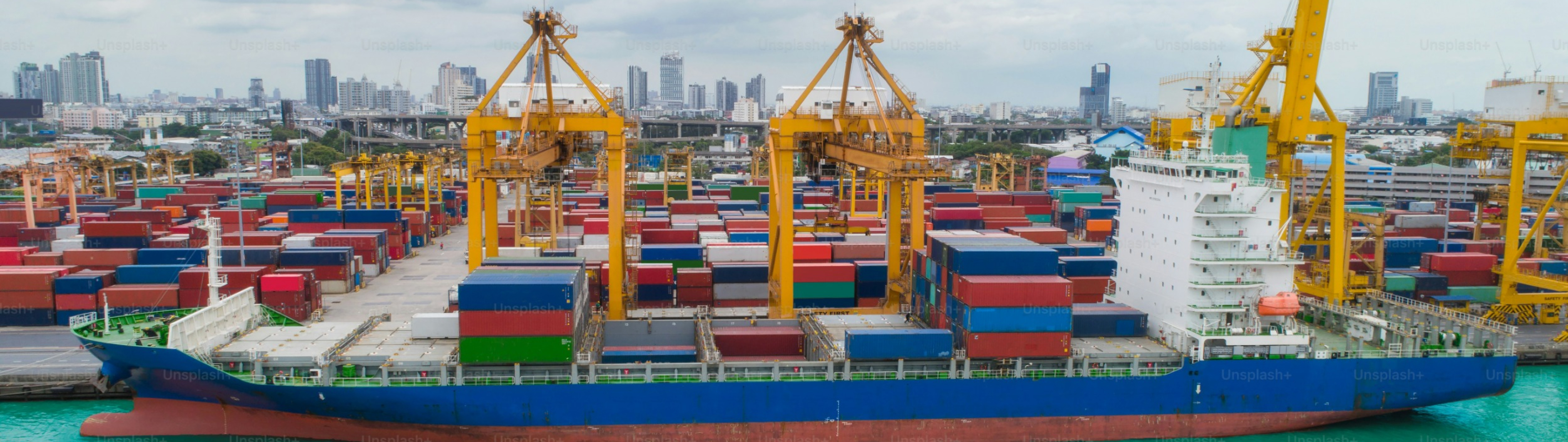A cargo ship with lots of containers
